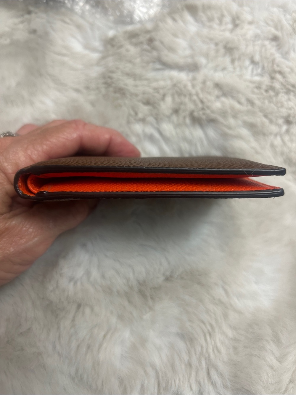 Bally brown and orange pebbled leather bifold wallet NWOT Retails $350-$480 - Picture 4 of 15